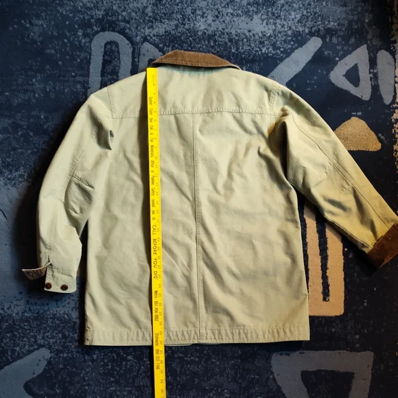 L.L.Bean Khaki Barn Coat with Brown Corduroy Accents - Picture 11 of 13